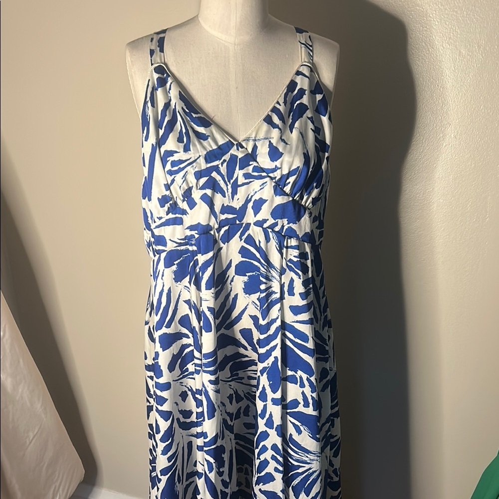 Alexis Blue and White Maxi Sundress Sleeveless Resort Wear